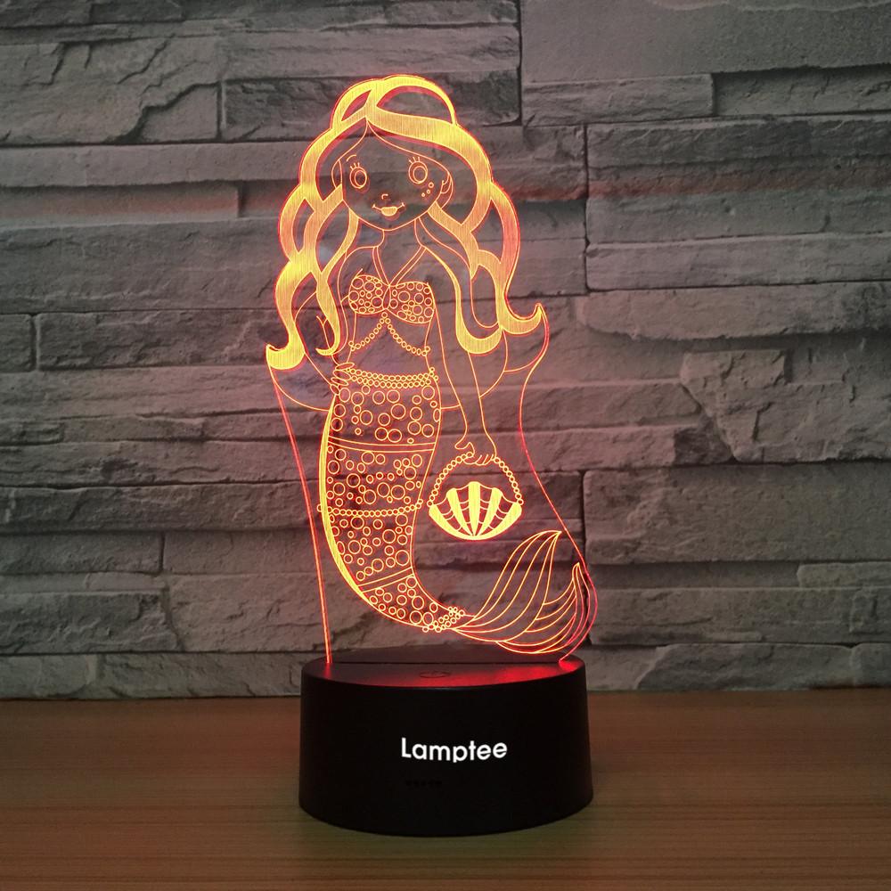 Art Mermaid Rrincess 3D Illusion Lamp Night Light 3DL1296