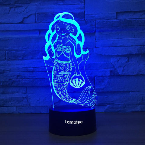Image of Art Mermaid Rrincess 3D Illusion Lamp Night Light 3DL1296
