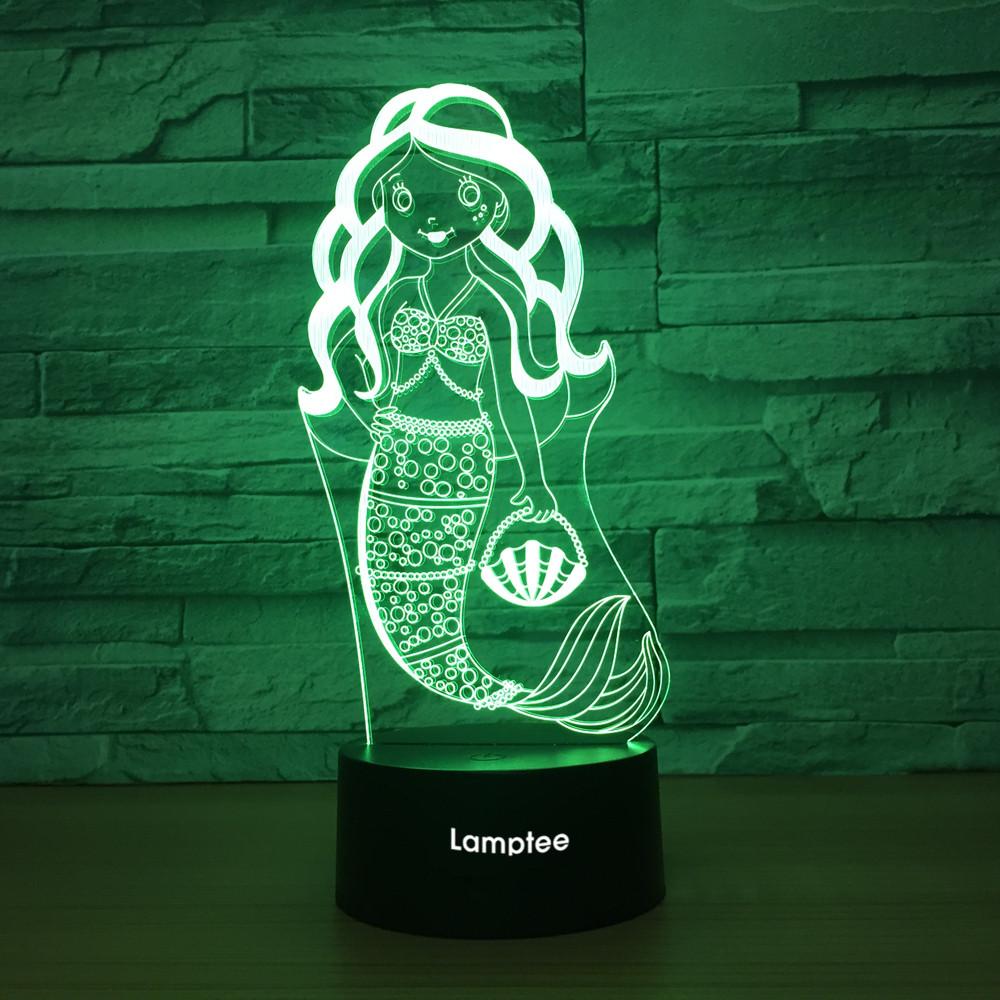 Art Mermaid Rrincess 3D Illusion Lamp Night Light 3DL1296