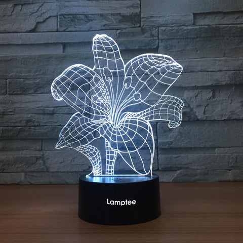 Image of Plant Stereo Flower 3D Illusion Lamp Night Light 3DL1375