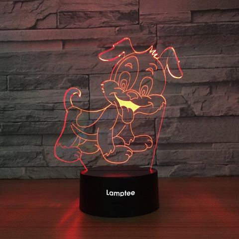 Image of Animal Lovely Cartoon Dog 3D Illusion Night Light Lamp 3DL1388