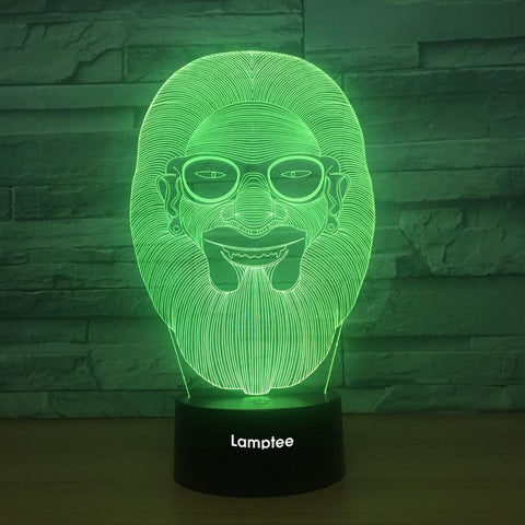 Image of Art Stereo Bearded Man 3D Illusion Lamp Night Light 3DL1335