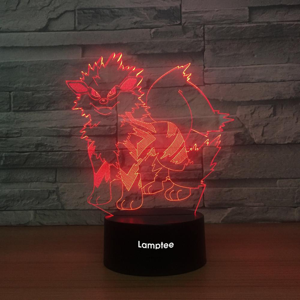 Anime Pokemon Growlithe 3D Illusion Night Light Lamp 3DL1337