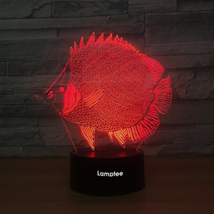 Animal Colorful Fish 3D Illusion Lamp Night Light 3DL1331