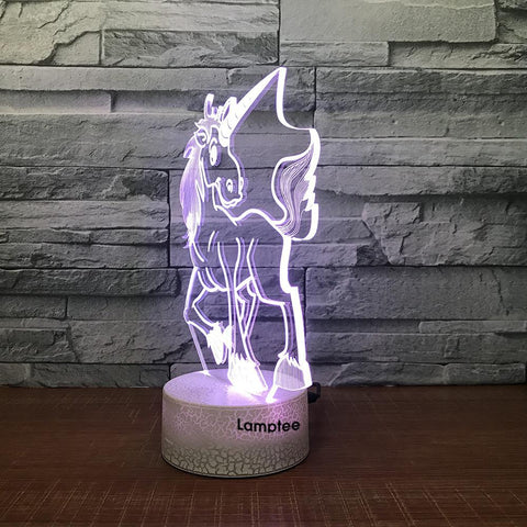 Image of Crack Lighting Base Animal Unicorn Stereo 3D Illusion Lamp Night Light 3DL1560