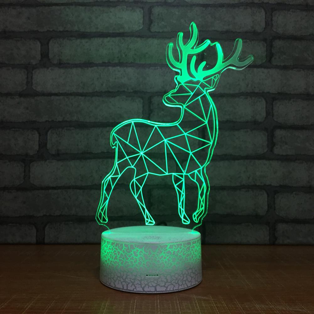 Cute Animal Elk Deer 3D Illusion Lamp Night Light 3DL035