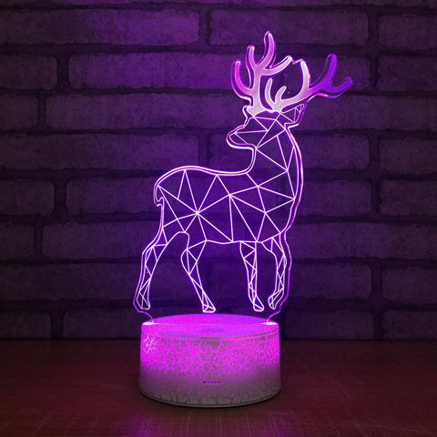 Image of Cute Animal Elk Deer 3D Illusion Lamp Night Light 3DL035