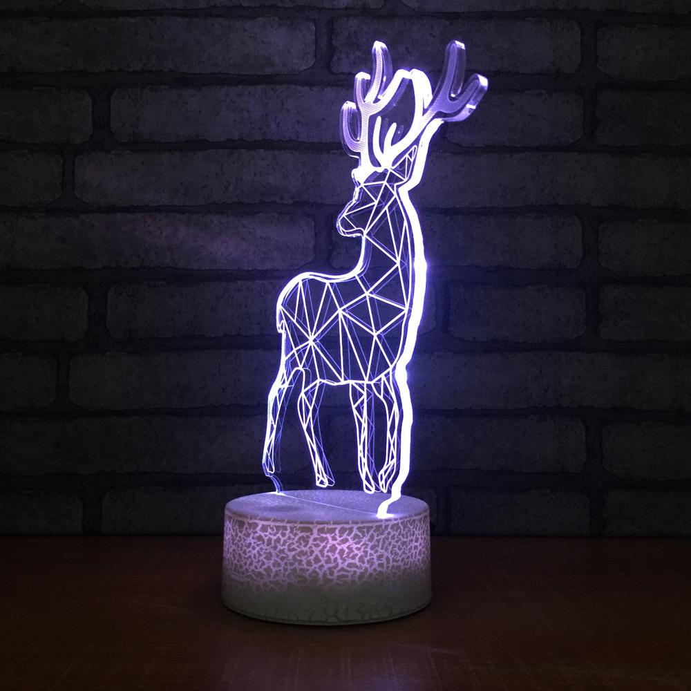 Cute Animal Elk Deer 3D Illusion Lamp Night Light 3DL035