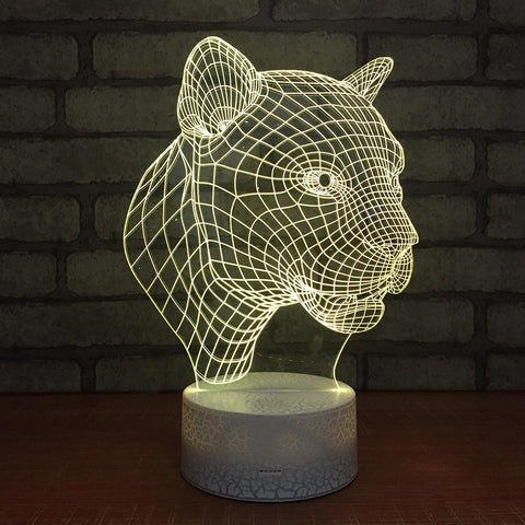 Image of Creative Animal Leopard Head 3D Illusion Lamp Night Light 3DL043
