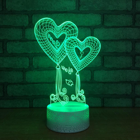 Image of Romantic Love Heart 3D Illusion Lamp Night Light 3DL010