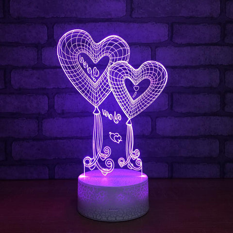 Image of Romantic Love Heart 3D Illusion Lamp Night Light 3DL010