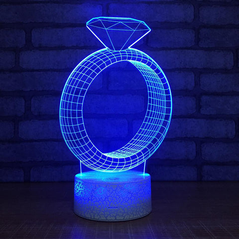 Image of Diamond Ring 3D Illusion Lamp Night Light 3DL002