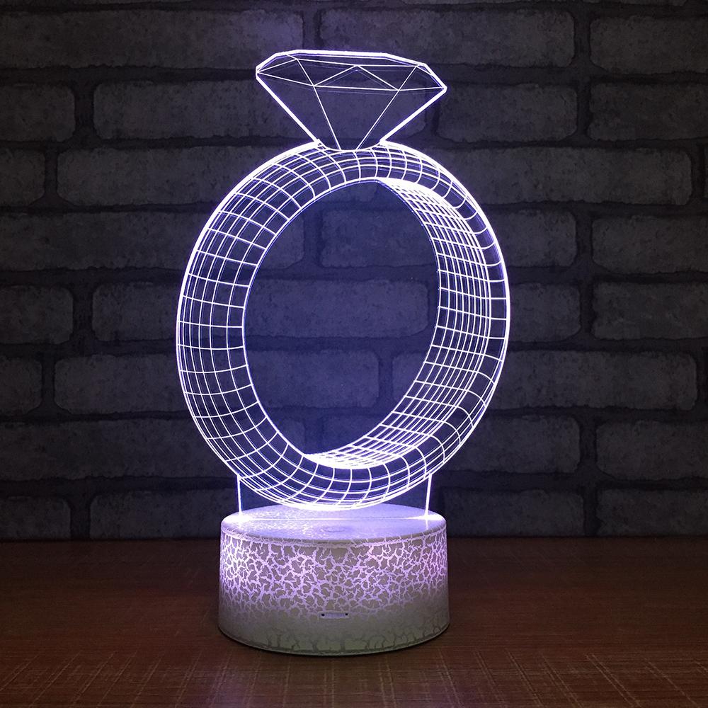 Diamond Ring 3D Illusion Lamp Night Light 3DL002