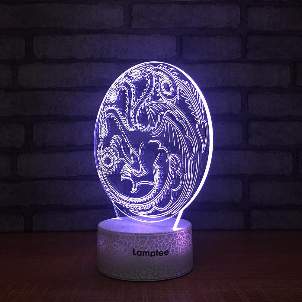 Crack Lighting Base Animal Hydreigon 3D Illusion Lamp Night Light 3DL1509