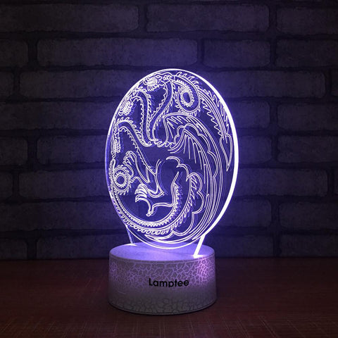 Image of Crack Lighting Base Animal Hydreigon 3D Illusion Lamp Night Light 3DL1509