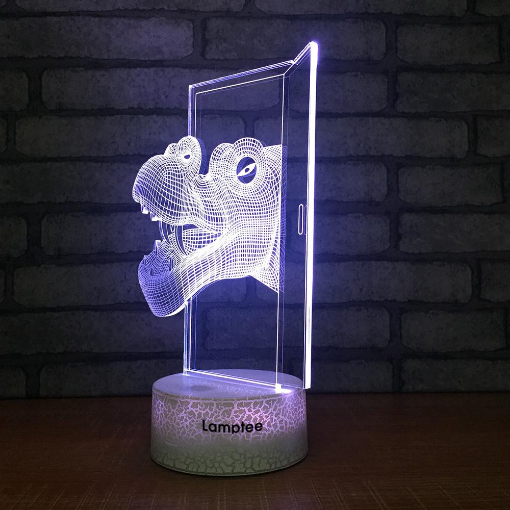 Crack Lighting Base Animal Dinosaur Through the Door 3D Illusion Night Light Lamp 3DL1512