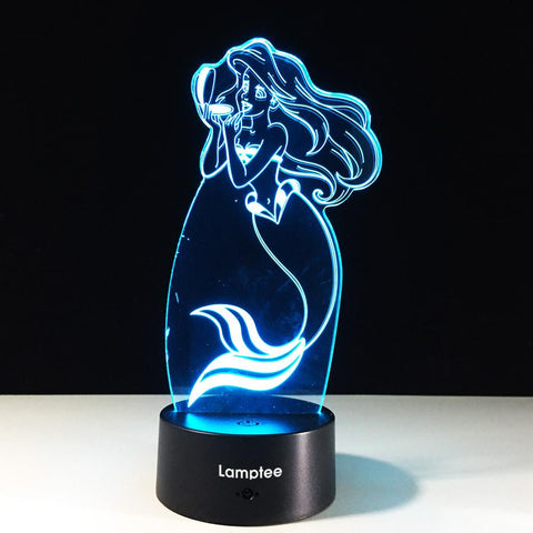 Image of Anime Mermaid Princess 3D Illusion Lamp Night Light 3DL509