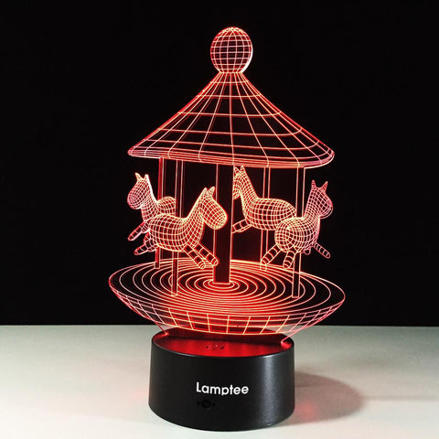 Image of Building Romantic Carousel 3D Illusion Lamp Night Light 3DL404