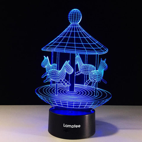 Image of Building Romantic Carousel 3D Illusion Lamp Night Light 3DL404