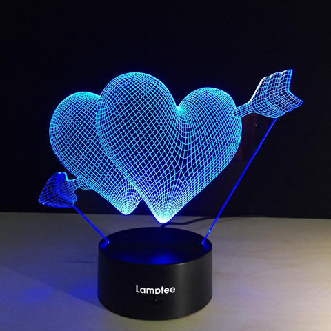 Image of Festival Creative Love Heart 3D Illusion Lamp Night Light 3DL045
