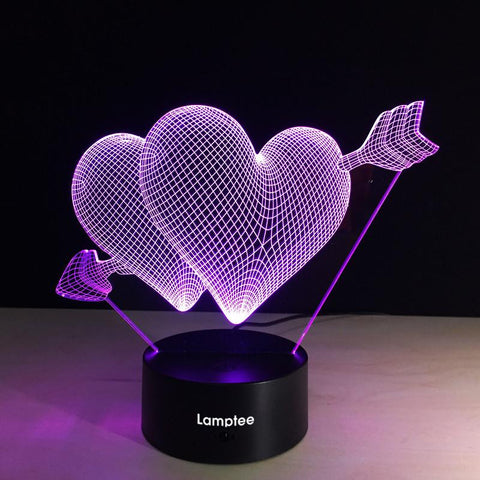 Image of Festival Creative Love Heart 3D Illusion Lamp Night Light 3DL045