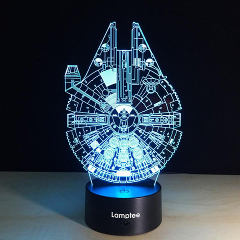 Image of Anime Creative Star Wars Millennium Falcon  3D Illusion Lamp Night Light 3DL155