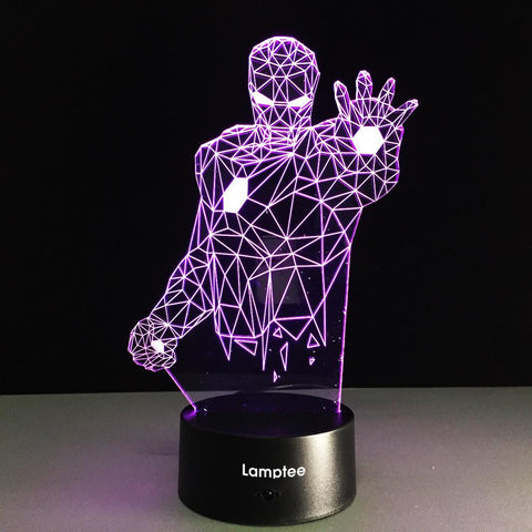 Image of Anime Creative Marvel Hero Iron Man Figure 3D Illusion Lamp Night Light 3DL037