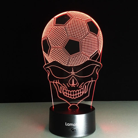 Sport Creative Football Skull 3D Illusion Lamp Night Light 3DL060