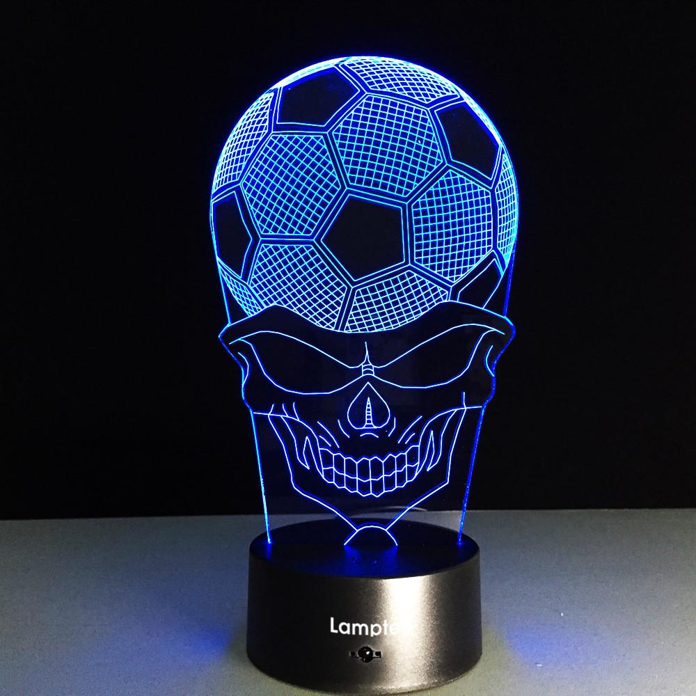 Sport Creative Football Skull 3D Illusion Lamp Night Light 3DL060