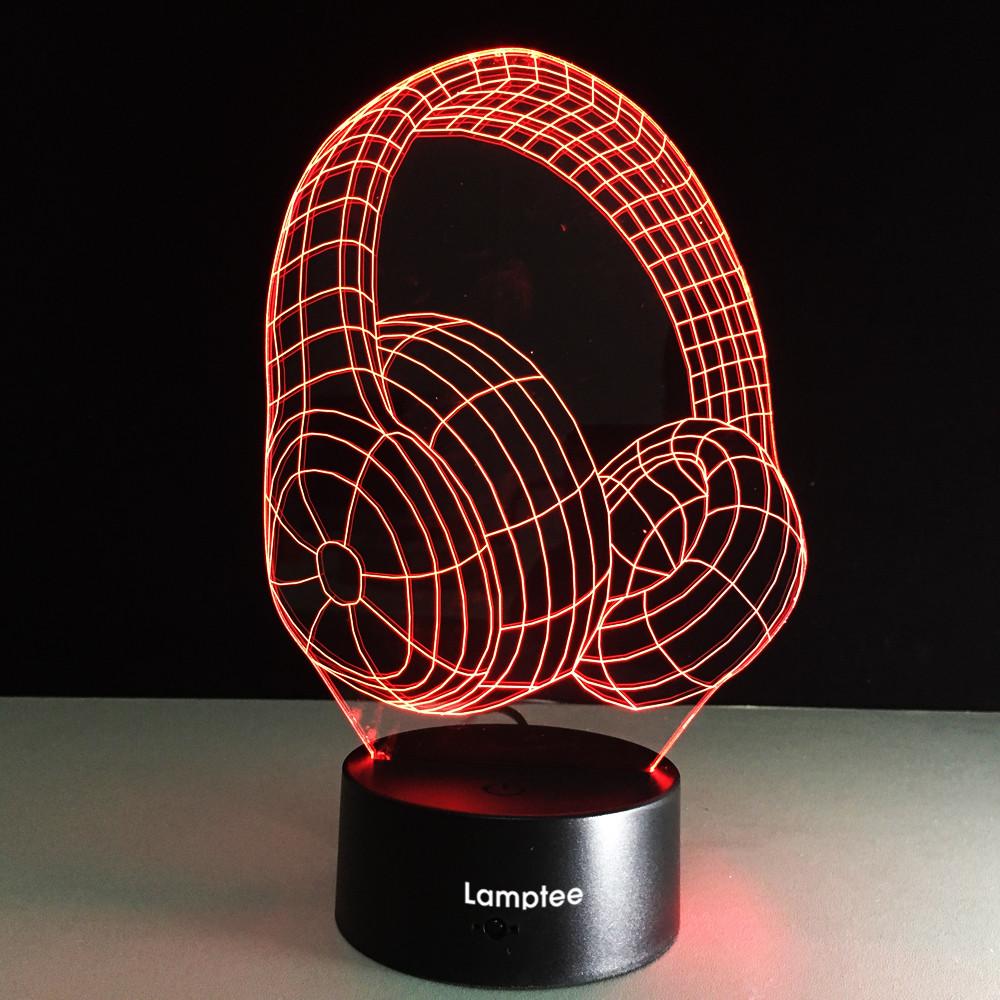 Instruments Novelty Luminous Headphones 3D Illusion Lamp Night Light 3DL033