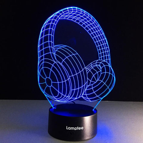 Image of Instruments Novelty Luminous Headphones 3D Illusion Lamp Night Light 3DL033