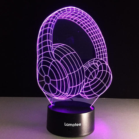 Image of Instruments Novelty Luminous Headphones 3D Illusion Lamp Night Light 3DL033