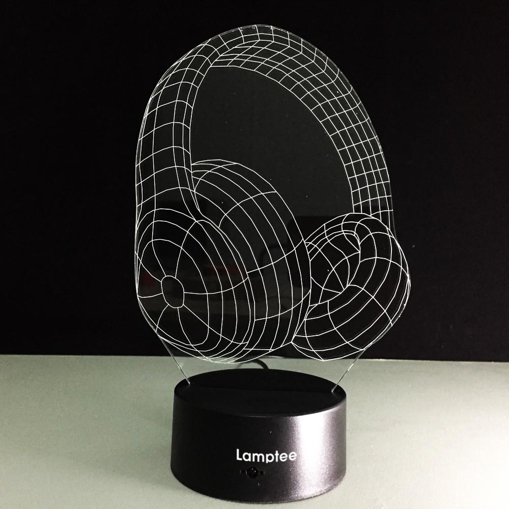 Instruments Novelty Luminous Headphones 3D Illusion Lamp Night Light 3DL033