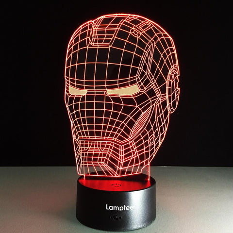 Image of Anime New Marvel Avengers Iron Man Mask 3D Illusion Lamp Night Light 3DL024