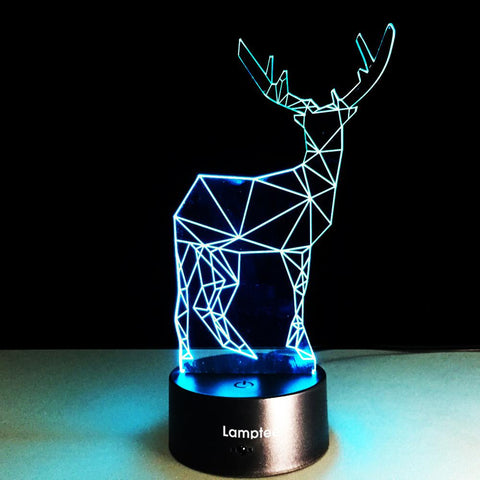 Image of Animal Elk Deer 3D Illusion Lamp Night Light 3DL034