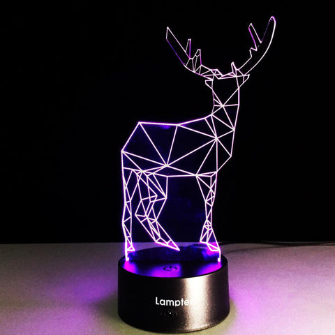 Image of Animal Elk Deer 3D Illusion Lamp Night Light 3DL034