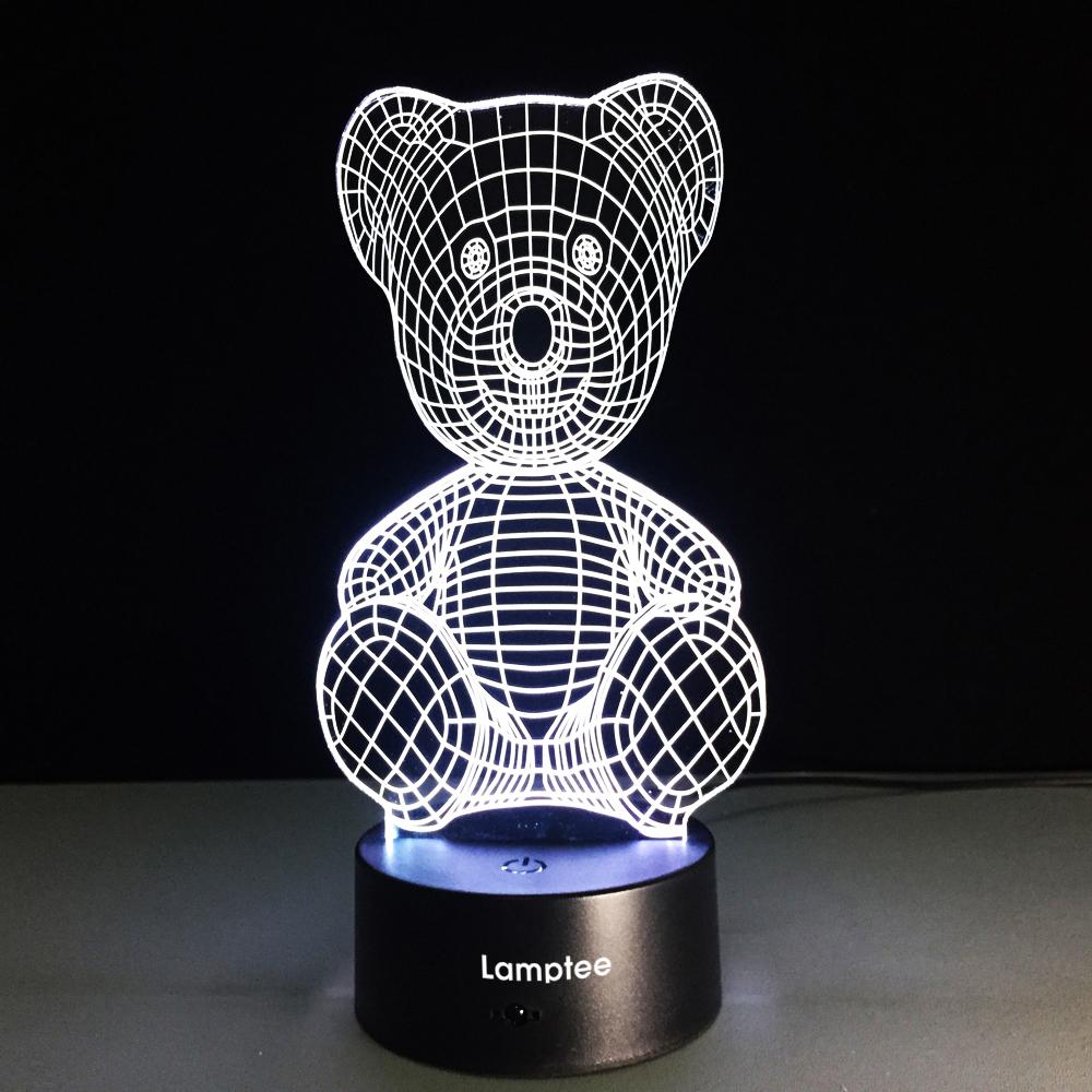 Anime Bear Shape 3D Illusion Lamp Night Light 3DL014