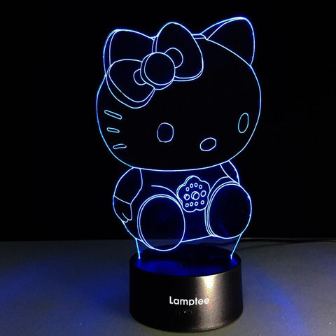 Image of Anime Cute KT Cat 3D Illusion Lamp Night Light 3DL027