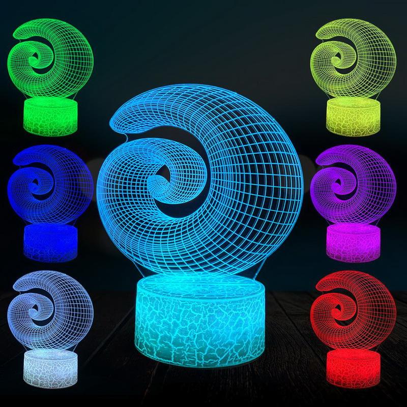 Abstract Snail Art Gradient 3D Illusion Lamp Night Light