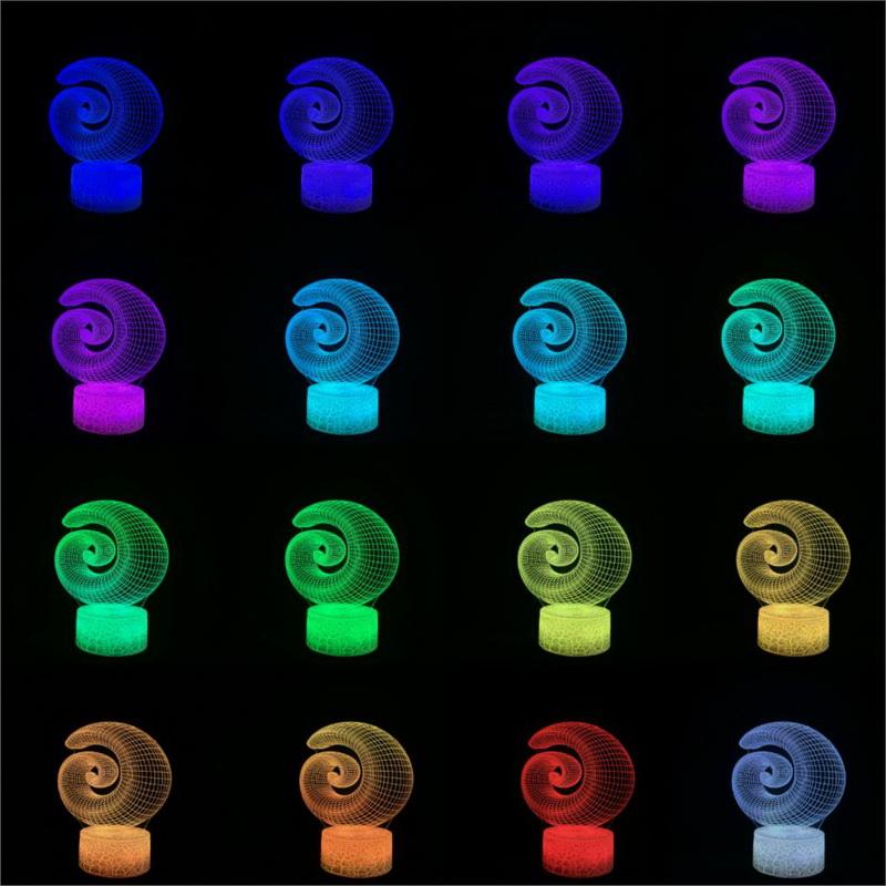 Abstract Snail Art Gradient 3D Illusion Lamp Night Light