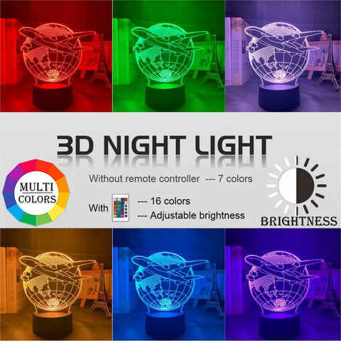 Image of Airplane 02 3D Illusion Lamp Night Light