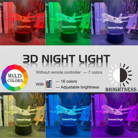 Image of Airplane 03 3D Illusion Lamp Night Light
