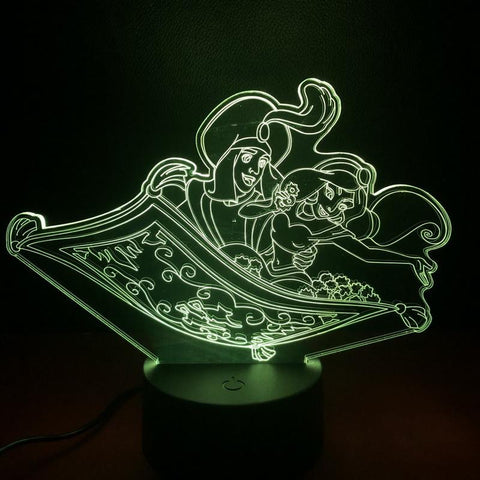 Image of Aladdin Prince Princess Jasmine 3D Illusion Lamp Night Light