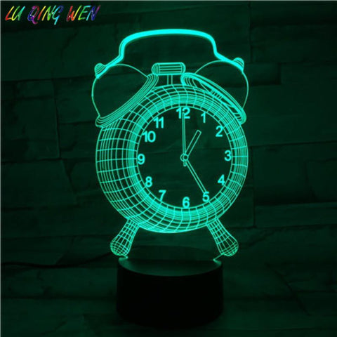 Image of Alarm Clock Funny 3D Illusion Lamp Night Light