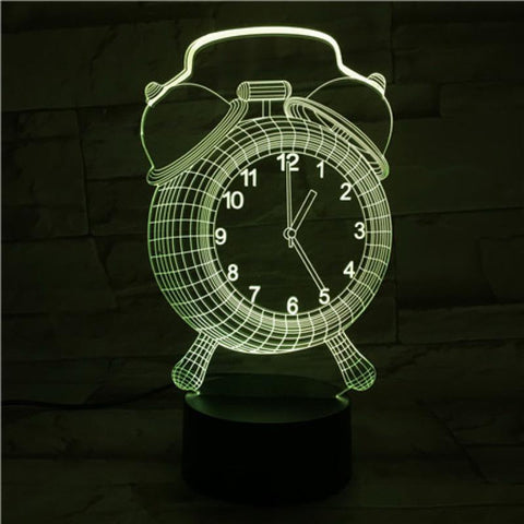 Image of Alarm Clock Funny 3D Illusion Lamp Night Light