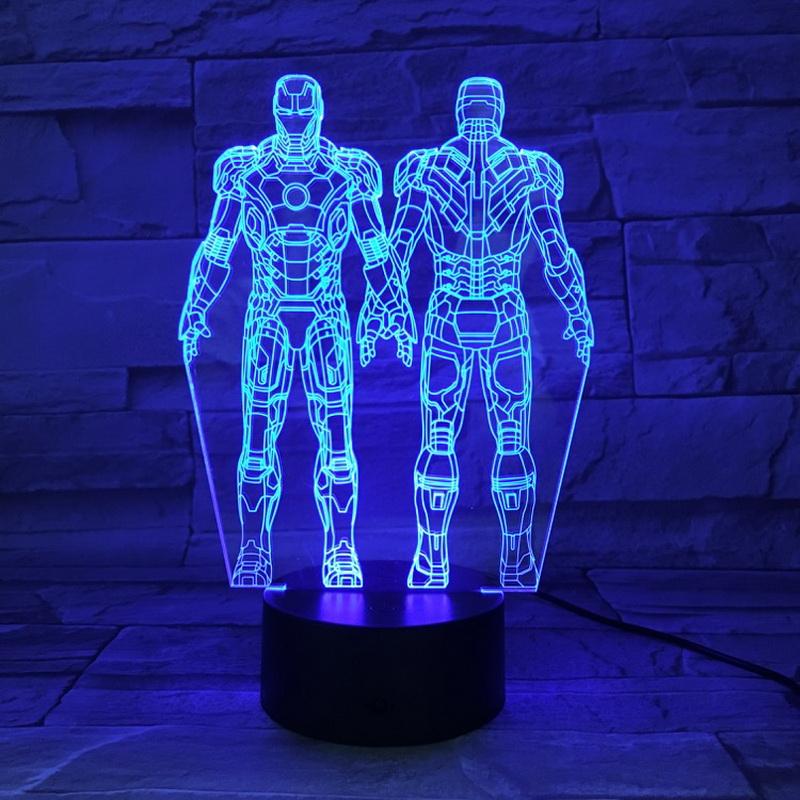 America Marvel Movie Iron Man 02 3D Illusion Lamp Night Light