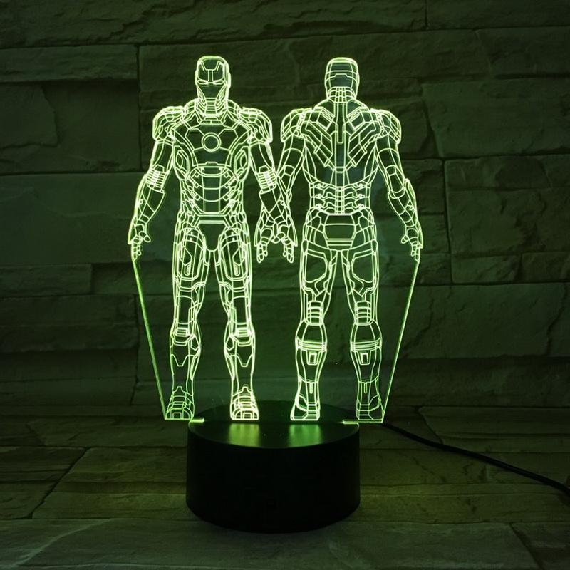 America Marvel Movie Iron Man 02 3D Illusion Lamp Night Light
