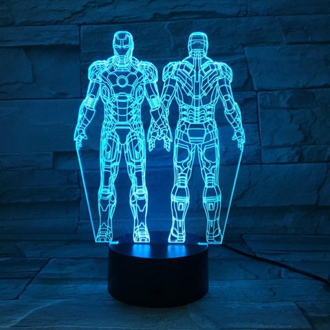 Image of America Marvel Movie Iron Man 02 3D Illusion Lamp Night Light