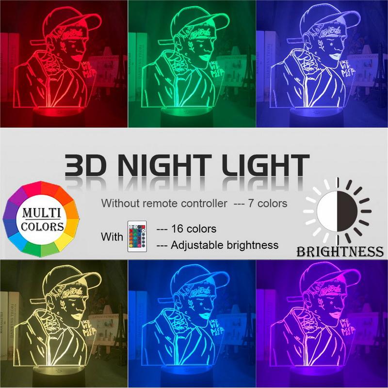American Rapper Lil Peep 3D Illusion Lamp Night Light