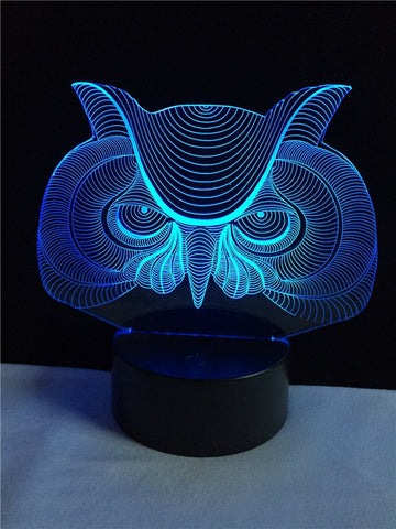 Image of Anima Owl Head 3D Illusion Lamp Night Light